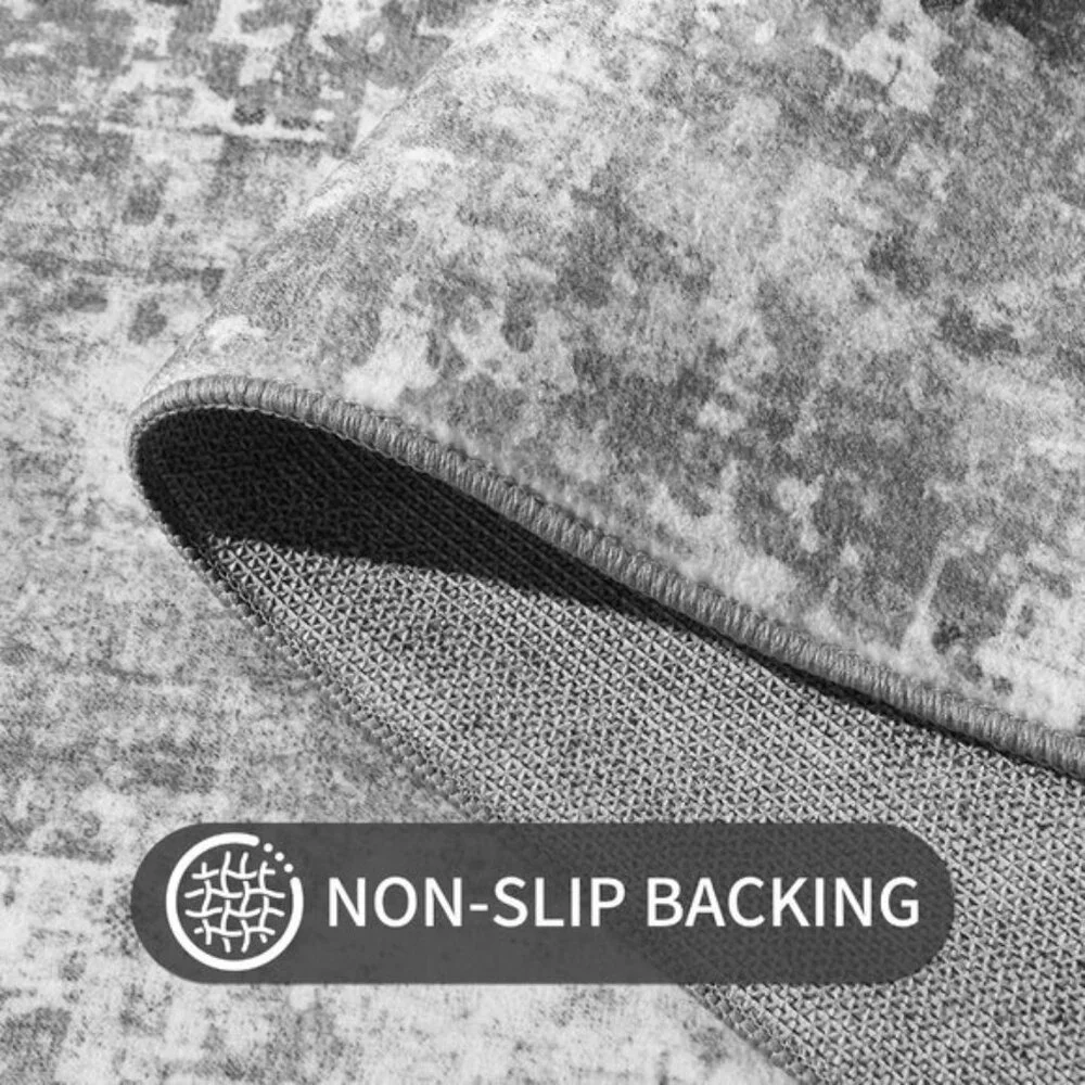 New 2x6 Runner Rug for Hallways & Kitchen, Non-Slip Washable Soft Grey Carpet